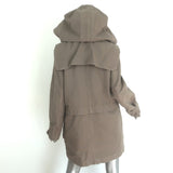A.L.C. Coyote Fur-Trimmed Hooded Parka Khaki Cotton Size Small