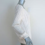 Sezane Beryl Cardigan Cream Cotton Cable Knit Size Medium V-Neck Sweater