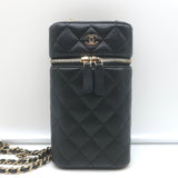 Chanel Quilted Caviar Leather Phone Holder on Chain Black