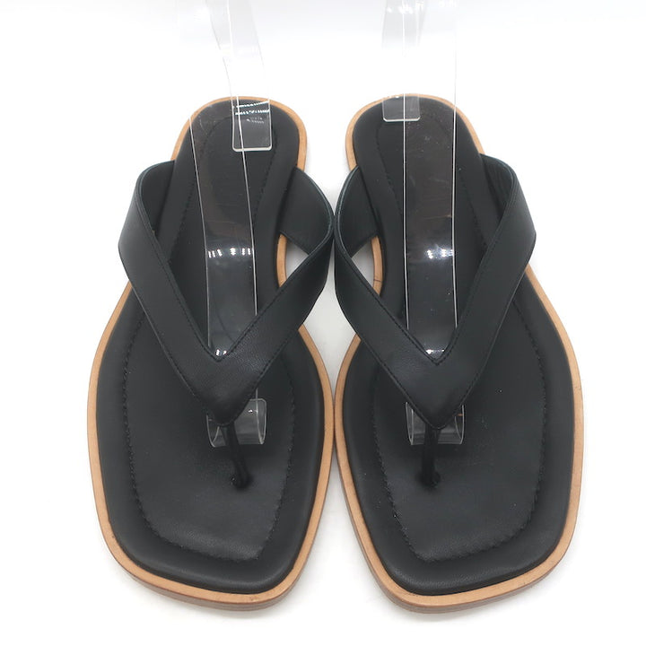 STAUD Dante Thong Sandals Black Leather Size 40