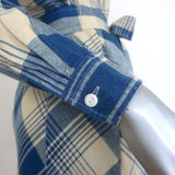 RRL Ralph Lauren Plaid Belted Maxi Shirtdress Blue/Cream Cotton-Linen Size 1