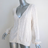 Sezane Beryl Cardigan Cream Cotton Cable Knit Size Medium V-Neck Sweater