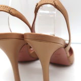 Amina Muaddi Begum Crystal-Embellished Slingback Pumps Caramel Leather Size 39