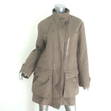 A.L.C. Coyote Fur-Trimmed Hooded Parka Khaki Cotton Size Small