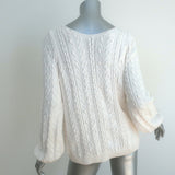 Sezane Beryl Cardigan Cream Cotton Cable Knit Size Medium V-Neck Sweater