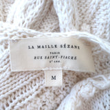 Sezane Beryl Cardigan Cream Cotton Cable Knit Size Medium V-Neck Sweater