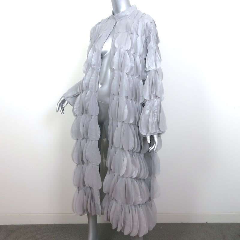 Zara Hearts Coat Silver Metallic Size Medium Open Front Jacket NEW
