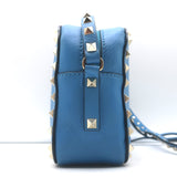 Valentino Rockstud Camera Bag Blue Leather Small Crossbody
