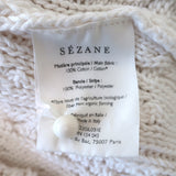 Sezane Beryl Cardigan Cream Cotton Cable Knit Size Medium V-Neck Sweater