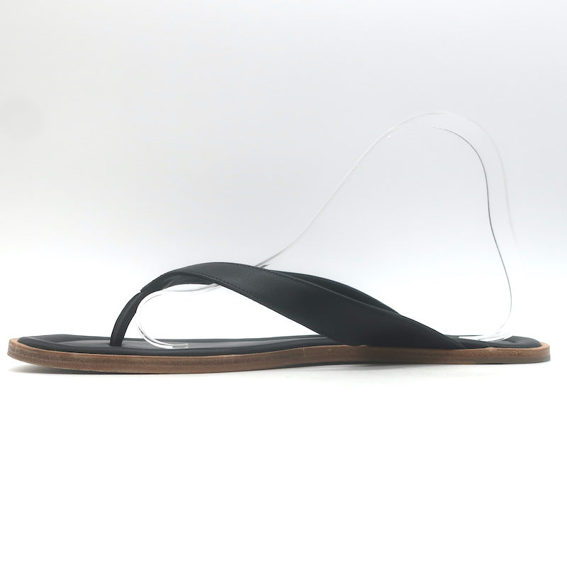 STAUD Dante Thong Sandals Black Leather Size 40