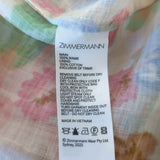 Zimmermann Raie Belted Button-Front Mini Dress Ivory/Multi Floral Print Size 0