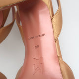 Amina Muaddi Begum Crystal-Embellished Slingback Pumps Caramel Leather Size 39