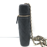 Chanel Quilted Caviar Leather Phone Holder on Chain Black