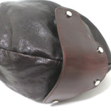 Marni Balloon Bag Dark Brown Leather & Patent Large Crossbody