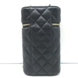 Chanel Quilted Caviar Leather Phone Holder on Chain Black