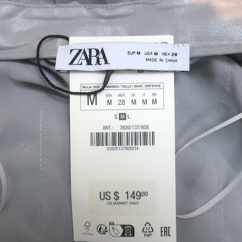 Zara Hearts Coat Silver Metallic Size Medium Open Front Jacket NEW
