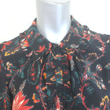 Ulla Johnson Philipa Ruffle-Trimmed Blouse Black Floral Print Silk Size 2
