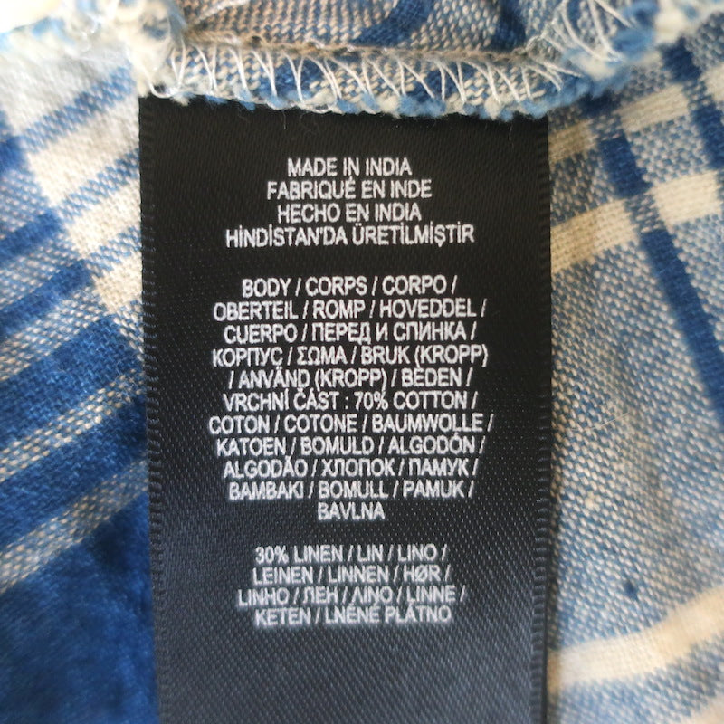 RRL Ralph Lauren Plaid Belted Maxi Shirtdress Blue/Cream Cotton-Linen Size 1