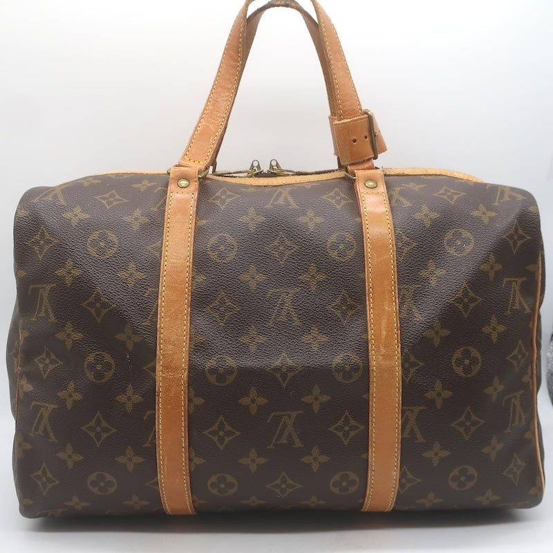 Vintage Louis Vuitton Monogram Sac Souple 35 Boston Bag Brown Canvas