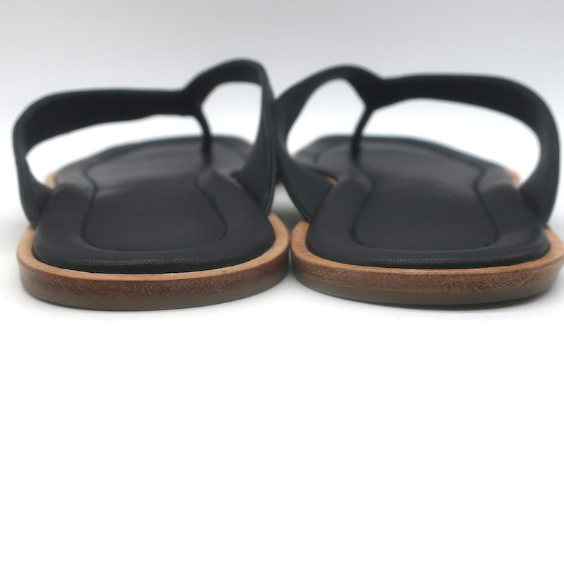STAUD Dante Thong Sandals Black Leather Size 40