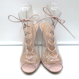 Gianvito Rossi Helmut Plexi Lace-Up Booties PVC & Blush Leather Size 39