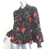 Ulla Johnson Philipa Ruffle-Trimmed Blouse Black Floral Print Silk Size 2