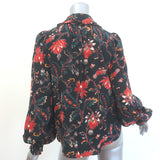 Ulla Johnson Philipa Ruffle-Trimmed Blouse Black Floral Print Silk Size 2