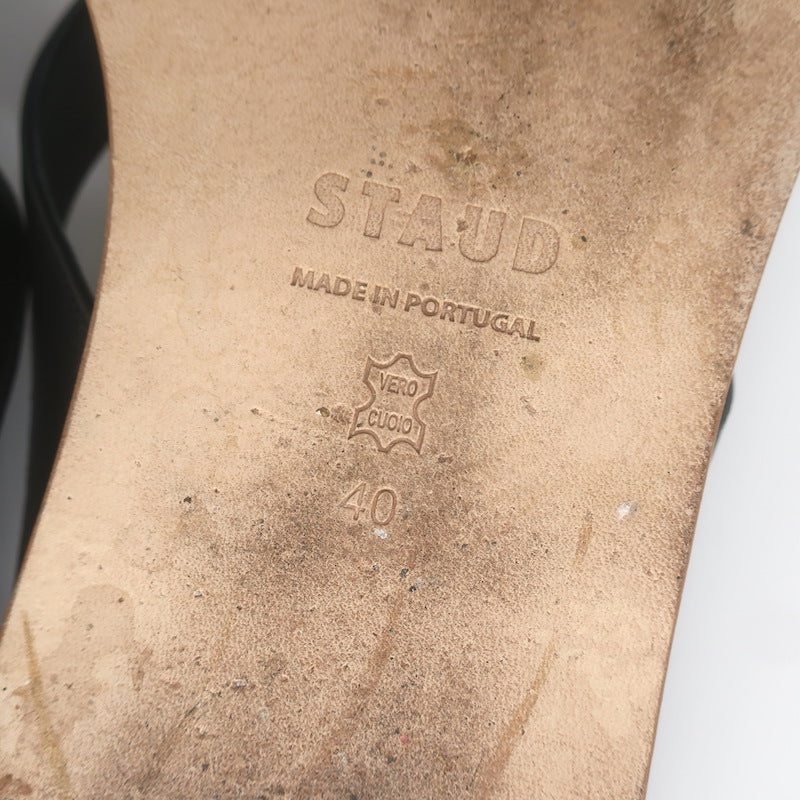 STAUD Dante Thong Sandals Black Leather Size 40