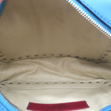 Valentino Rockstud Camera Bag Blue Leather Small Crossbody