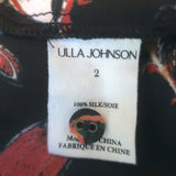 Ulla Johnson Philipa Ruffle-Trimmed Blouse Black Floral Print Silk Size 2