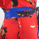 We Are Leone Peony Cover-Up Maxi Dress Red Floral Print Silk Size Small/Medium