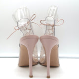 Gianvito Rossi Helmut Plexi Lace-Up Booties PVC & Blush Leather Size 39