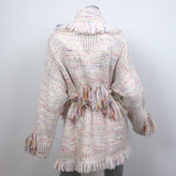 Alanui Salar De Tara Fringed Wrap Cardigan Cream/Pink Alpaca-Blend Size Medium