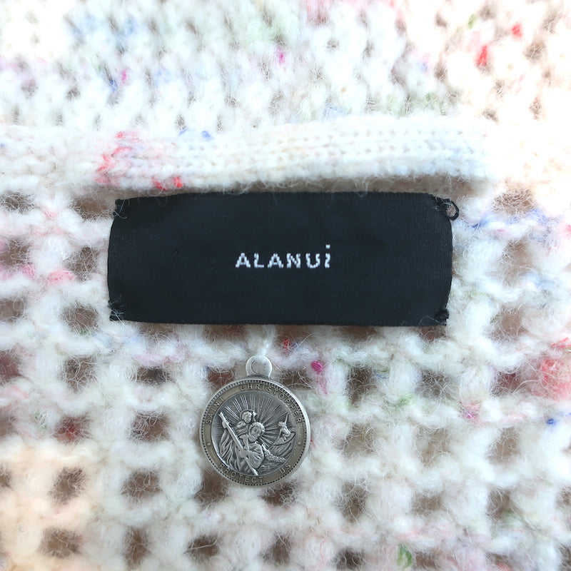 Alanui Salar De Tara Fringed Wrap Cardigan Cream/Pink Alpaca-Blend Size Medium