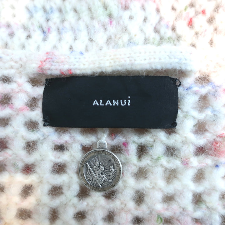 Alanui Salar De Tara Fringed Wrap Cardigan Cream/Pink Alpaca-Blend Size Medium