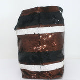 Prada Sequined Striped Tote Brown/Black Extra Large Shoulder Bag
