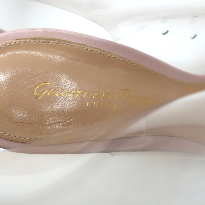 Gianvito Rossi Helmut Plexi Lace-Up Booties PVC &amp; Blush Leather Size 39