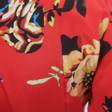 We Are Leone Peony Cover-Up Maxi Dress Red Floral Print Silk Size Small/Medium