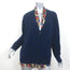 Dries Van Noten Printed Silk-Trimmed Cardigan Navy Cashmere Size Medium