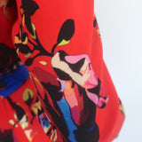 We Are Leone Peony Cover-Up Maxi Dress Red Floral Print Silk Size Small/Medium
