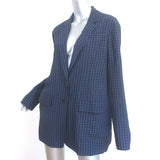 Tibi Gingham Oversized Blazer Navy/Black Size Medium Two-Button Jacket