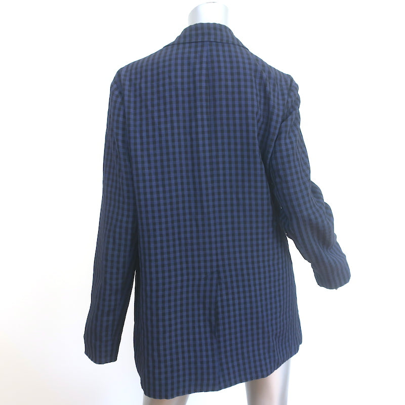 Tibi Gingham Oversized Blazer Navy/Black Size Medium Two-Button Jacket