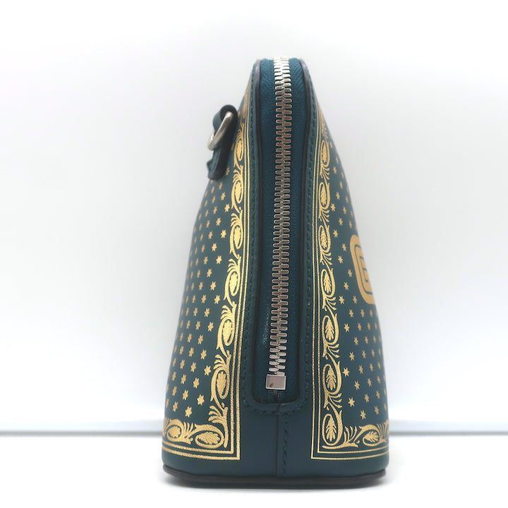 Gucci x Sega Guccy Stars Dome Crossbody Bag Teal &amp; Metallic Gold Leather
