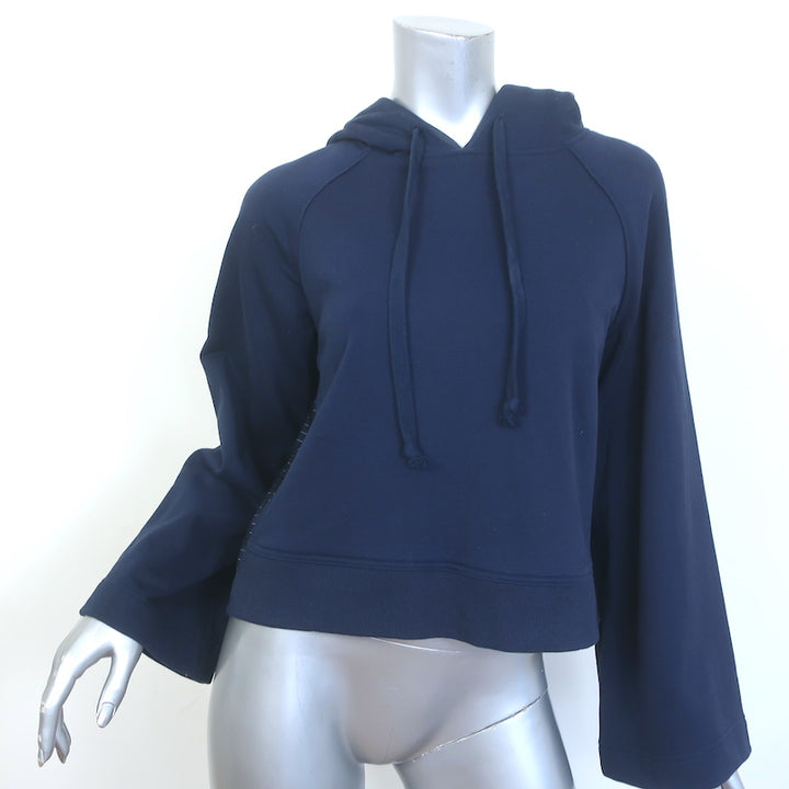 SEA Broderie Anglaise Back Hoodie Sweatshirt Navy Cotton Size Extra Small NEW