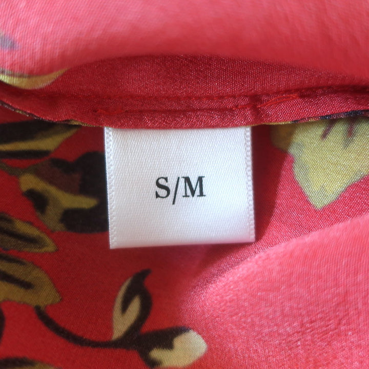 We Are Leone Peony Cover-Up Maxi Dress Red Floral Print Silk Size Small/Medium