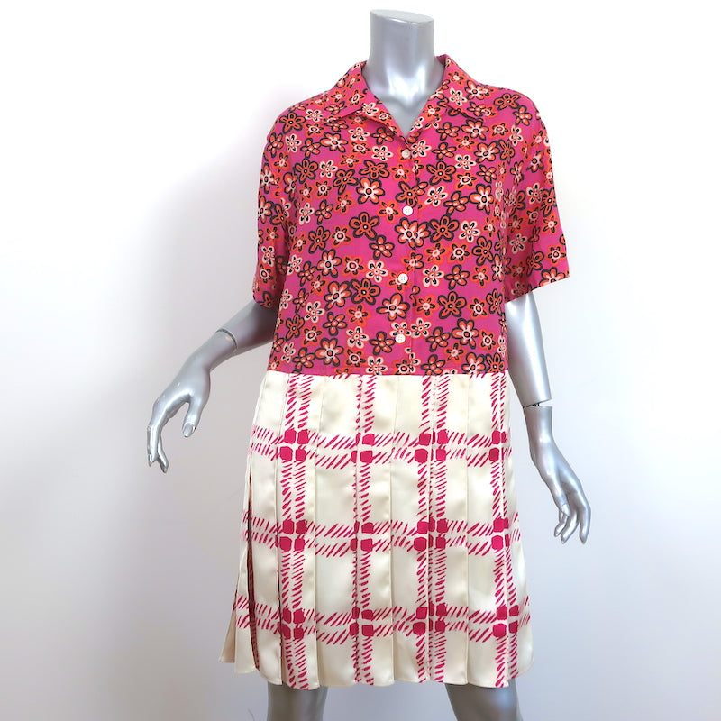Uniqlo x Marni Short Sleeve Pleated Shirtdress Floral & Check Print Si – Celebrity Owned Uniqlo x Marni Short Sleeve Pleated Shirtdress Floral & Check Print Si – Celebrity Owned