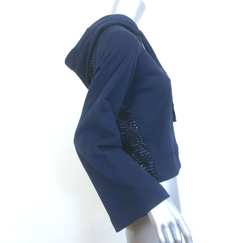 SEA Broderie Anglaise Back Hoodie Sweatshirt Navy Cotton Size Extra Small NEW