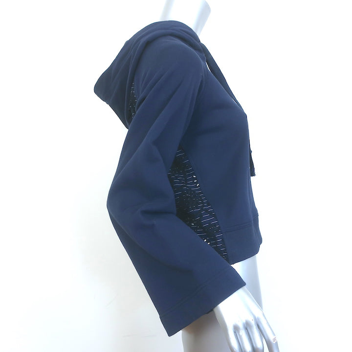 SEA Broderie Anglaise Back Hoodie Sweatshirt Navy Cotton Size Extra Small NEW