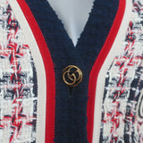 Gucci Sega Logo Tweed Blazer White/Navy Size 38 Single Breasted Jacket