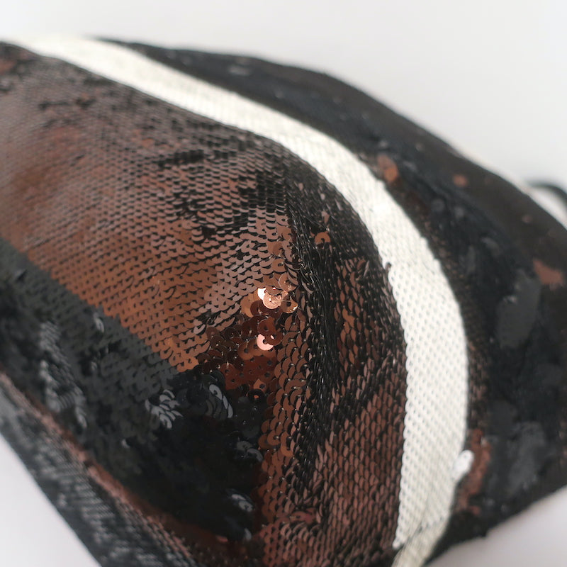 Prada Sequined Striped Tote Brown/Black Extra Large Shoulder Bag